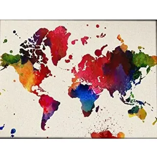 POSTER Weltkarte Aquarell 24X30cm Rahmenlos