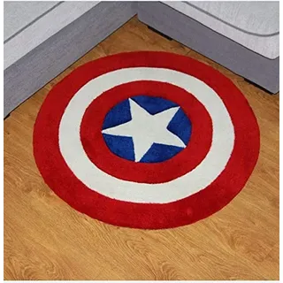 Lily&her Friends – Fashion Captain America Schlafzimmer Wohnzimmer Acryl Faser Baumwolle Tuch Rund Teppich Handgemachte Bodenmatte Matte,dick,Nicht Bedruckt,umweltfreundlich,saphirblau,Diameter: 90cm