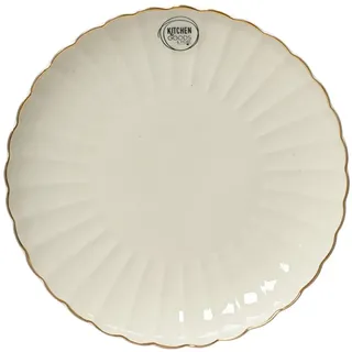 Kaemingk Frühstücksteller, Frühstücksteller 20,3cm Porzellan mit Relief und Goldrand Weiß / Gold weiß