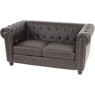 Luxus 2er Sofa Loungesofa Couch Chesterfield Kunstleder 160cm ~ runde F√o√üe, braun
