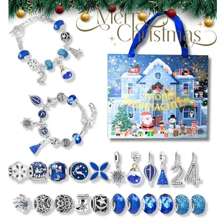 Lucadeau DIY-Adventskalender 2025 Schmuck Adventskalender Kinder blau|silberfarben
