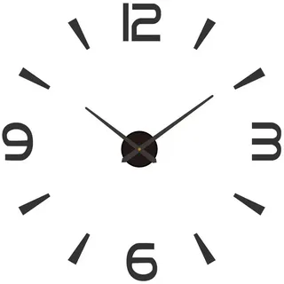 GOOLOO Wanduhr einfache-Wanduhr mit 3D-Zahlen DIY Acryl-Uhr stille Deko-Uhr 80-130cm (Lautlos für Restaurants Wohnzimmer Schlafzimmer Dekoration Uhr) schwarz