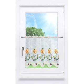 Scheibengardine Plauener Spitze - Osterglocke " (Bx H) 16cm * 55cm" Orange/Orangegelb