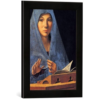 Gerahmtes Bild von Antonello da Messina Maria der Verkündigung, Kunstdruck im hochwertigen handgefertigten Bilder-Rahmen, 30x40 cm, Schwarz matt