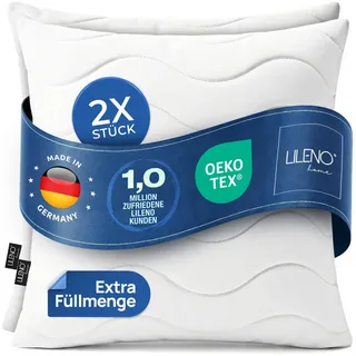 LILENO HOME Kopfkissen LILENO HOME Allergiker Kopfkissen Oeko-Tex & - Made in Germany, Füllung: 100% Polyester, Seitenschläfer, Bauchschläfer, Rückenschläfer, Spar-Set, 2er Set, Kopfkissen 80x80 cm HART mit 1.200g Füllung, allergikergeeignet