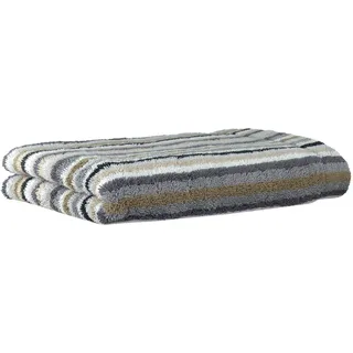 CAWÖ Life Style Streifen 7048 Gästehandtuch 30 x 50 cm kiesel