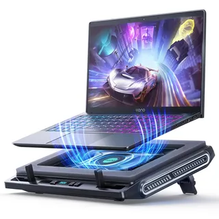 llano V10 NO RGB Gaming Laptop Kühler Laptop Kühlpad Laptop Cooling Pad | 4,72" Turbo Lüfter, Tastensteuerung, Dichtschaum, NO USB Ports, schnelle Kühlung für 13-17,3" Laptop