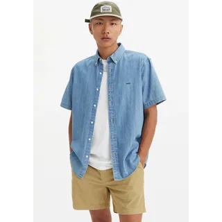 Jeanshemd LEVI'S "SS AUTHENTIC BUTTON DOWN", Herren, Gr. XL, N-Gr, blau (eli medium blau wash), Denim/Jeans, Obermaterial: 100% Baumwolle, Hemden Jeanshemd