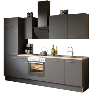 OPTIFIT Küchenzeile mit E-Geräten 'OPTIkoncept Ingvar420' anthrazit matt 270 cm