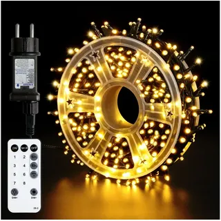 OZAVO LED-Lichterkette LED Weihnachtsbaum Lichterkette mit Fernbedienung, 30M-300 LEDs, 8 Modi, Timer & Memory für Weihnachtsdeko Innen & Außen weiß