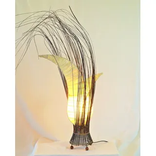 Leuchte Bunga stoffbezogene Blumenform mit Binsenkranz, Lampe Handarbeit Bali