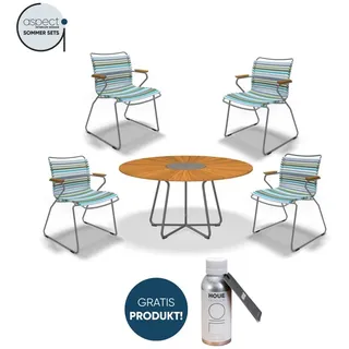 Houe Set aus CIRCLE Dining Table Ø150 und 4x CLICK Dining Chair mit Bambusarmlehen Multi Color 2
