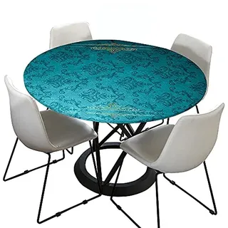 Morbuy Rund Tischdecke Elastisch, Jacquard Rund Tischdecken Wasserdicht Lotuseffekt Abwaschbar Abwischbar Tischtuch für Dekoration Küchentisch Garten Outdoor (Durchmesser 90cm,Edel)