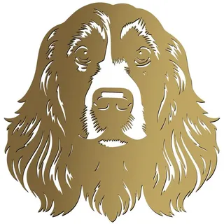 Namofactur LED Dekolicht Cocker Spaniel Kopf Wanddeko DIY + LED Lampe, Holz Deko Beleuchtung, Warmweiß - 2x Batterie CR2032, LED fest integriert, warmweiß, RGB Farbwechsel, Lichterkette RGB Farbwechsel LED Strip + Fernbedienung goldfarben
