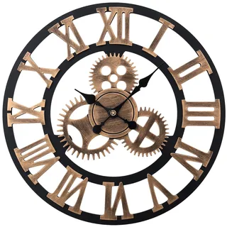 Home Nature Wohnkonzept Hotel Wanduhr Gold Vintage Zahnräder römische Zahlen Wanduhr 58 cm leise Wohnzimmer Garten