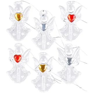 Britesta 6er-Set Glas-Anhänger Engel mit Herz, handgefertigt, je 46 x 28 mm