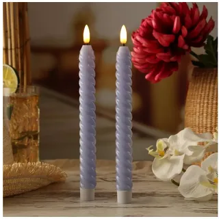 MARELIDA LED-Kerze LED Stabkerzen Twist Tafelkerzen gedreht Echtwachs 25cm flieder 2St, LED Classic, warmweiß (2100K bis 3000K) lila