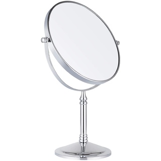 Nicesail Kosmetikspiegel mit Vergrößerung 10x Chrom Tischspiegel Schminkspiegel Stehend 10fach Rasierspiegel Standspiegel 360° Rotation Doppelseitiger Spiegel - Durchmesser 8 Inch