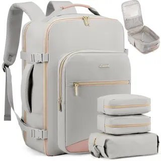 LOVEVOOK Handgepäck Rucksack Flugzeug, 40x30x20cm Cabin Reiserucksack Damen Kofferrucksack, Wasserdicht Reisetasche Unter Sitz Tasche, Travel Backpack für Reise Business Wandern Weekend Grau