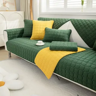 TUCVZVO Sofaschoner rutschfest 1 2 3 4 Sitzer Weicher Couchbezug L Form, Anti-Rutsch Sofaüberwurf, Sofahusse Sofa Überzug Ecksofa, Sofaschoner Für Hunde,Grün,1pc 110x160cm