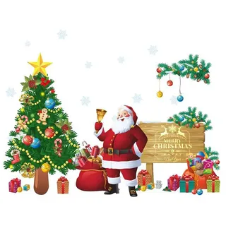 WINOMO Frohe Weihnachten Wandtattoos Wandbilder abnehmbare Aufkleber Wanddeko Nikolaus Weihnachtsbaum Weihnachtsdeko