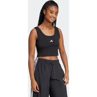 Tanktop ADIDAS SPORTSWEAR "ESSENTIALS SMALL LOGO COTTON LIFESTYLE", Damen, Gr. XXL, schwarz-weiß (schwarz, weiß), Obermaterial: 93% Baumwolle, 7% Elasthan, Rundhals, Tops Tanktop, schmale Passform, leichtes und luftiges Design