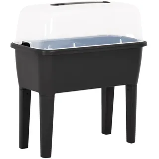 furnicato Hochbeet Anthrazit 77 x 38,7 x 82 cm mit transparentem Deckel, UV- und frostbeständiges Pflanzbeet mit Deckel für den Garten schwarz