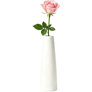 Weiße Keramik-Vase, hoch, schmaler Hals, konische Vasen, dekorative Knospenvasen für einstielige Blumen, getrocknetes Pampasgras, Heimdekoration, Hochzeit, Tafelaufsätze, Büro, Schreibtisch (Blume