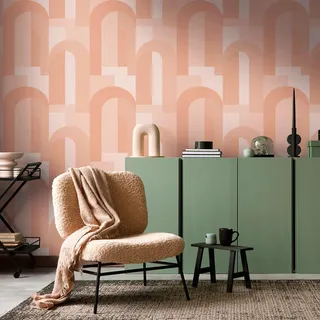 Architects Paper Art Deco Tapete Orange Beige- Architects Paper Arcade 391702 - Vliestapete Retro - 10,05 m x 0,53 m Made in Germany