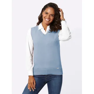 Pullunder CASUAL LOOKS "Pullunder", Damen, Gr. 38, blau (eisblau), 50% Baumwolle, 50% Polyacryl, unifarben, Pullover Pullunder