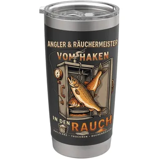 Angler Räuchermeister Fisch Räuchern Buchenrauch Humor Doppelwandiger Edelstahl-Thermobecher