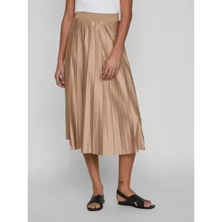 Plisseerock VILA "VINITBAN SKIRT - NOOS", Damen, Gr. XXL (44), beige (sandshell), Web, Obermaterial: 96% Polyester, 4% Elasthan, unifarben, regular fit knieumspielend, Röcke, Materialmix