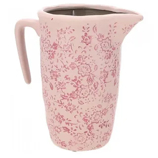 Vosteen Dekovase H19 cm rosa (1 St), Keramik Vase romantisch vintage Blumenmuster rosa