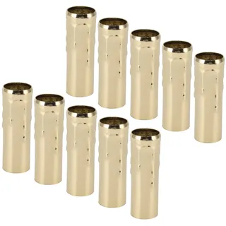 Cyrank Kronleuchter-Kerzenlampen-Sockelhülse, 10 Stück, Galvanisiertes Eisen, Kerzenform, Sockelabdeckungen, Hülsen, 7,6 cm Hoch, Kerzenabdeckung, Tropfhülsen(Gold)