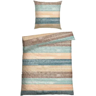 SCHIESSER Emilia Gestreift Petrol 135 x 200 cm + 80 x 80 cm