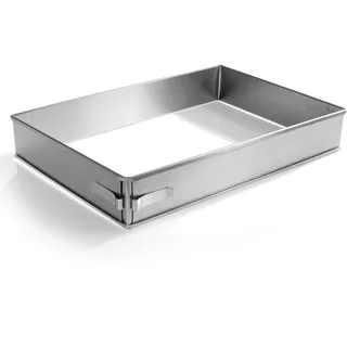 4smile Backrahmen rechteckig verstellbar hoch 5 cm | Edelstahl Backform rechteckig für die Zubereitung von Schichttorten - Kuchenform eckig zum Backen