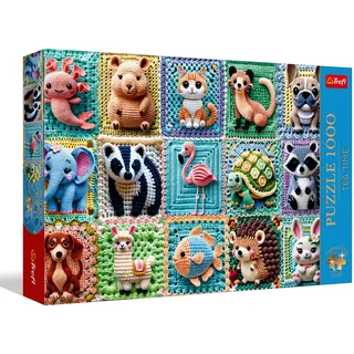 Trefl Premium Plus Quality - Puzzle Tea Time: Gehäkelte Tiere – 1000 Teile, Serie nostalgischer gemalter Bilder, perfekte Passform der Teile, für Erwachsene und Kinder ab 14 Jahren