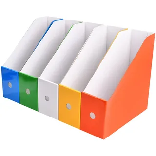 5 Stück Zeitschriftenbox Datei Organizer, Wasserdicht Stehordner Zeitschriftensammler, Faltbar Aktenhalter Pappe Zeitschriftenhalter, Schreibtisch Speicherorganisator für Bürobedarf (Mehrfarbig)