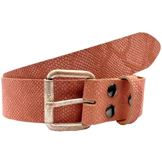 Ledergürtel RETTUNGSRING GÜRTEL, Damen, Gr. 110, rosa, Leder, Reptilienprägung, geprägtes Muster, unifarben, used, Gürtel Ledergürtel, Reptilienprägung, Vintage-Look, Vollrindleder
