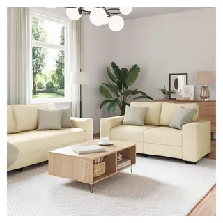 vidaXL Couch Stoff 3-Sitzer Creme