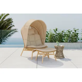 Ambia Garden Sonneninsel, Natur, Beige, Metall, Kunststoff, Textil, 2-teilig, Füllung: Schaumstoff, 84x71x141 cm, Loungemöbel, Sonneninseln