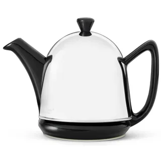 Steingut-Teekanne Cosy® Manto schwarz mit filzisoliertem Edelstahlmantel hochglanzpoliert 0,6 ltr.