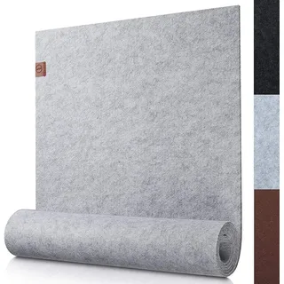 Loco Bird Tischläufer aus Filz, Abwaschbare Tischdecke mit Kunstleder-Label (skandinavische Tischband Deko), Tisch Filzläufer für draußen grau Ø 150 cm