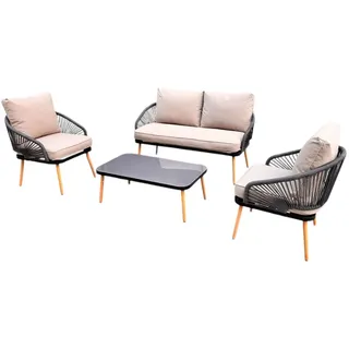 Hardin 1fachgut 11tlg Outdoor Loungemöbel-Set Rope mit Polsterauflagen