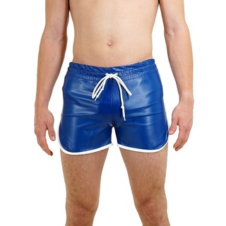 BOCKLE Lederhose Bockle® Quick Pants Faux BLUE Sexy blaue Kunstlederhose kurz CSD Gay Leder Shorts XL