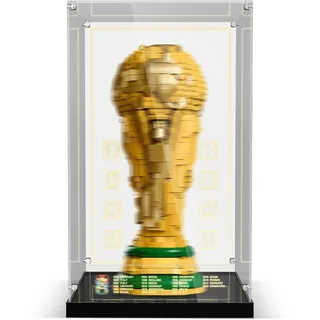 Acrylic Display Case Compatible with Lego 43020 FIFA World Cup Trophy Building Set, Transparent & Dustproof Showcase with LED Lighting (Only Case - Model Not Included)