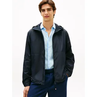 Allwetterjacke TOMMY HILFIGER "BRANDED HOODED", Herren, Gr. XL, schwarz (desert sky), Web, Obermaterial: 100% Polyester, unifarben, regular fit normal, Rundhals, eingesetzt abgesteppte Kante, Jacken, Windjacke Fahrradjacke Packable Regular fit mit Kapuze
