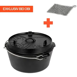 Petromax Dutch Oven Set FT9-Scrub Schwarz mit Standfüßen 7,5, Ø 23,9 cm