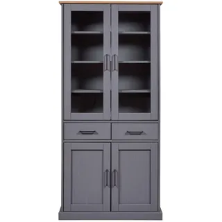Interlink Inter Link FSC Vitrinenschrank Forenzo, Kiefer Massivholz – grau, oak Colori