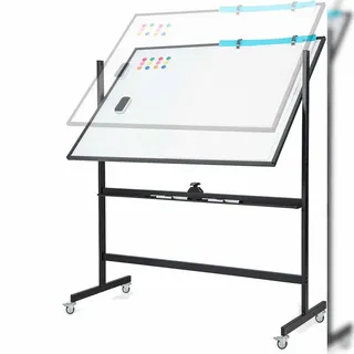 Costway Doppelseitiges mobiles Whiteboard 120 x 90 cm Schwarz